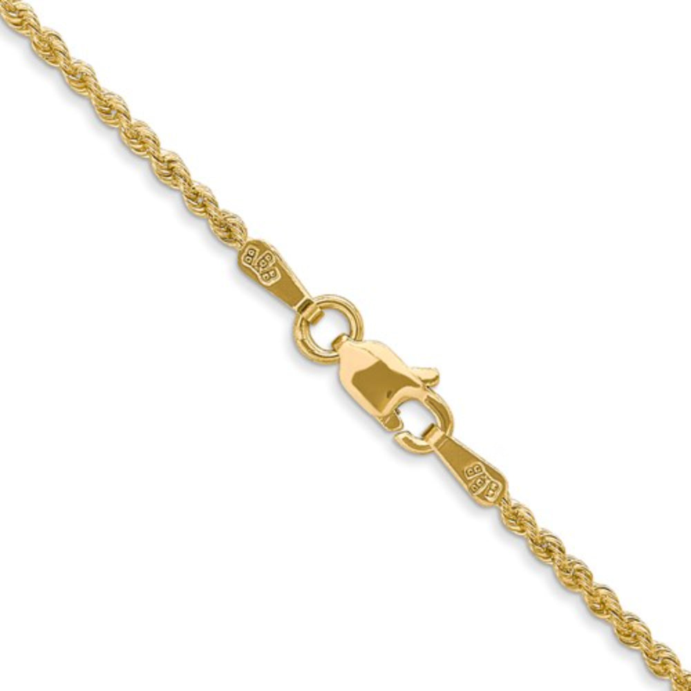 14k Yellow Gold 1.5 Millimeter Rope Chain for Jewelry