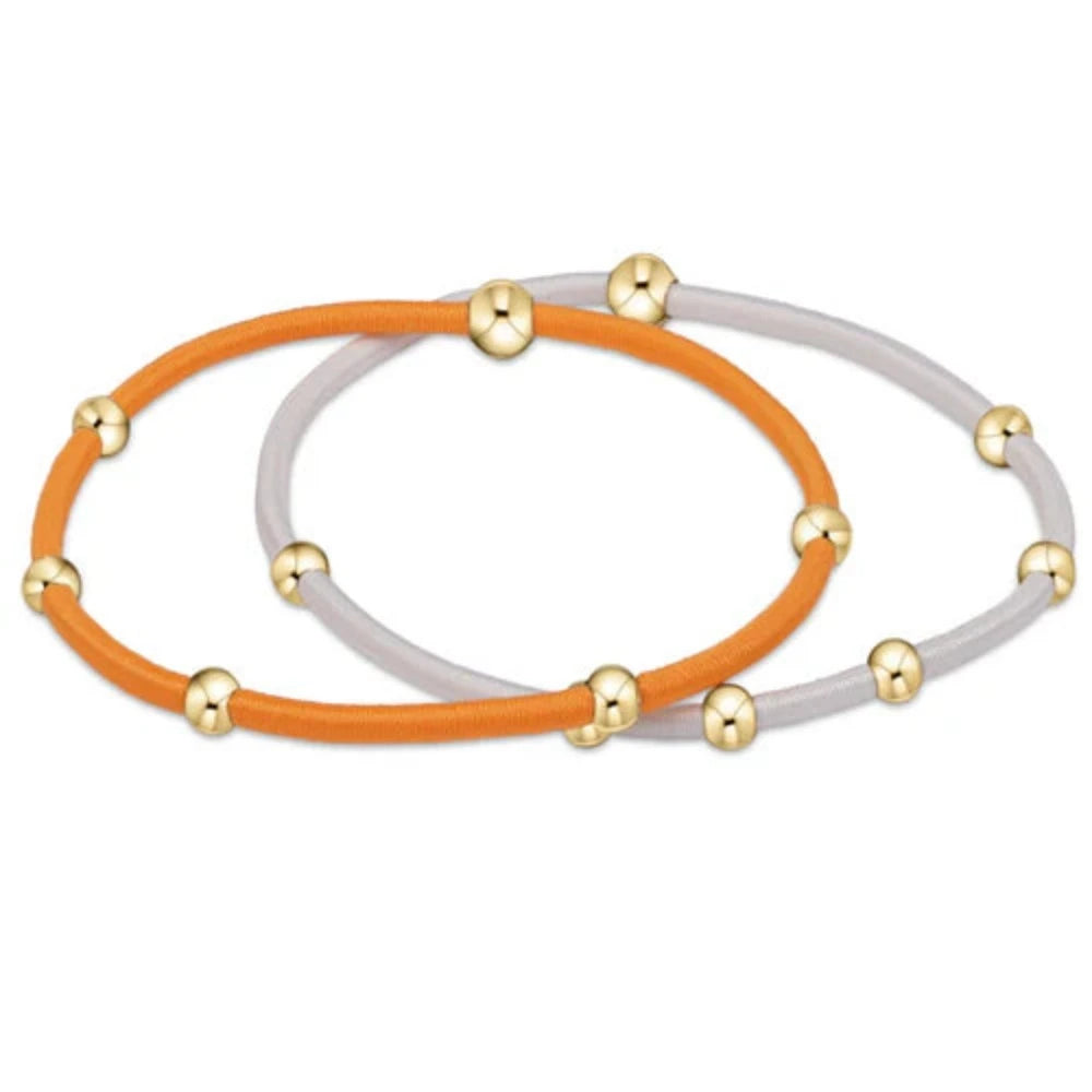 enewton essentials Gameday Orange and White 14kt Gold-Filled Hair Bracelet Set of 2