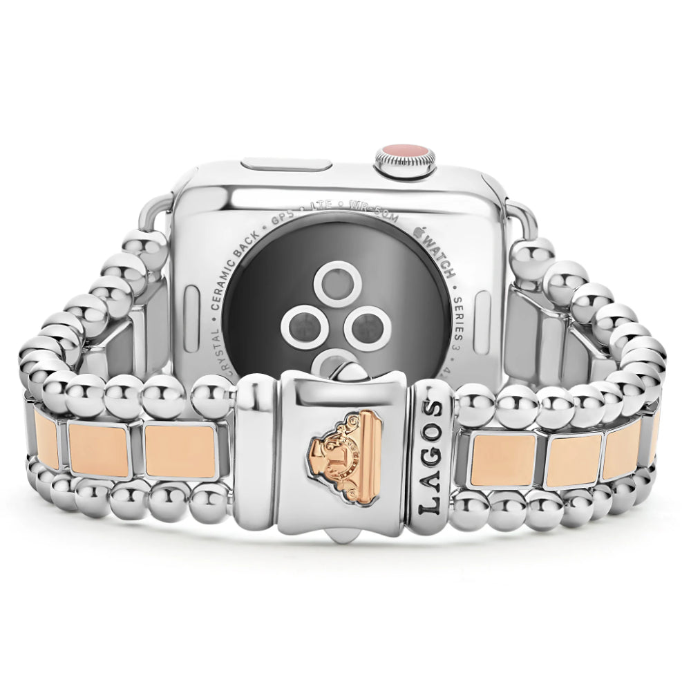 Lagos Stylish 18K Rose Gold & Stainless Steel Apple Watch Bracelet (42 - 45mm)