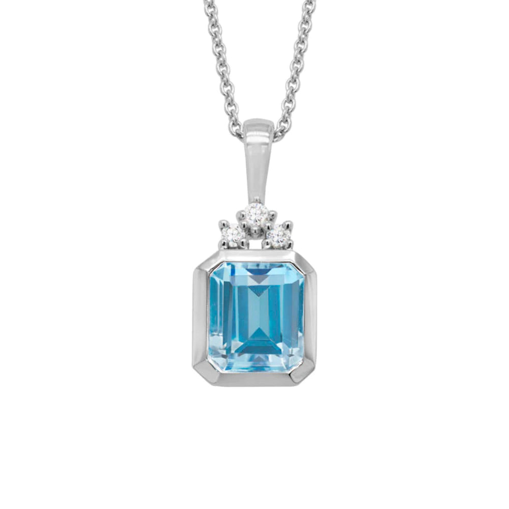 Gorgeous 14k Gold Blue Topaz Pendant Necklace for Women's Night Out