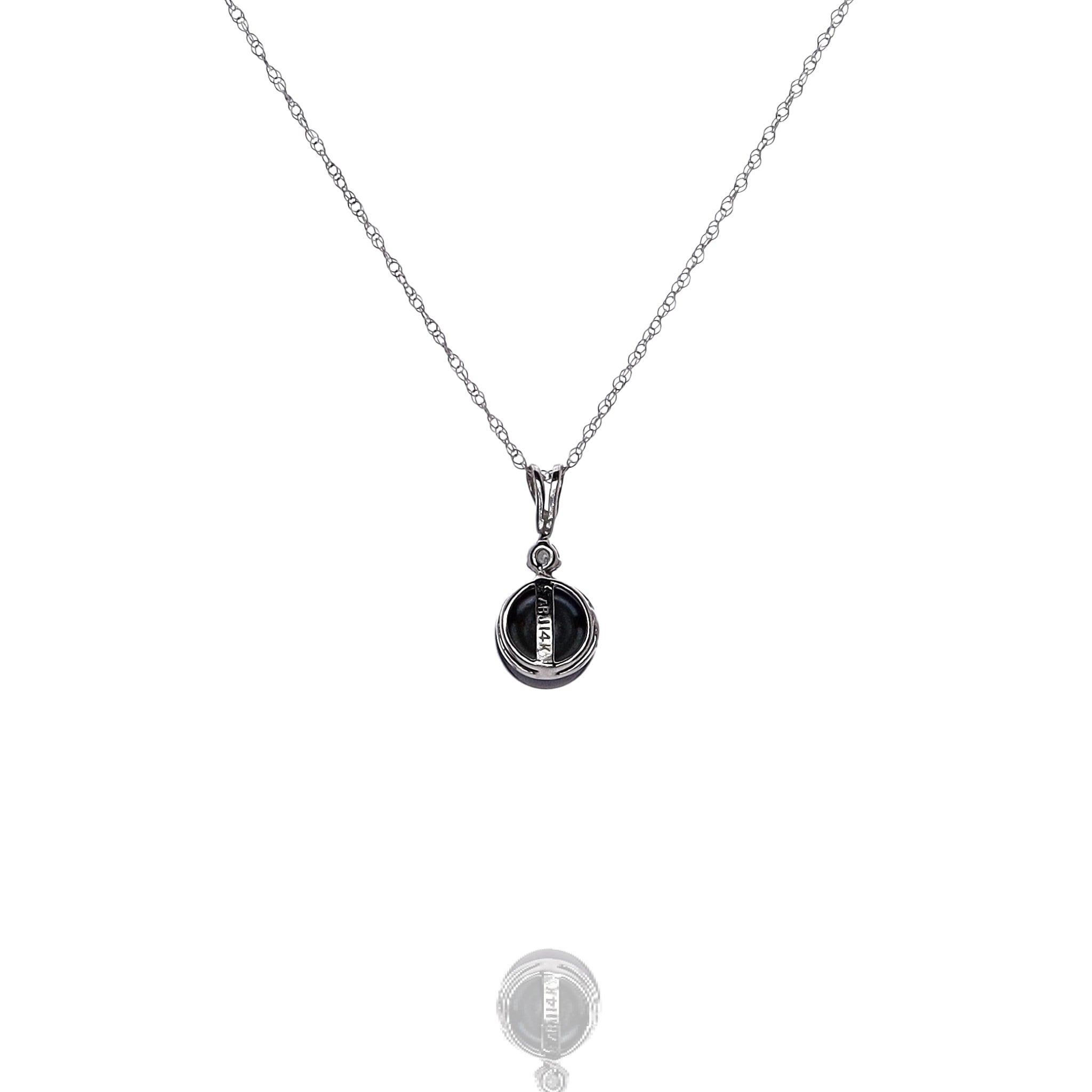 Exquisite Estate 14k White Gold Gray Tahitian Pearl and Sparkling Diamond Pendant Necklace for Women
