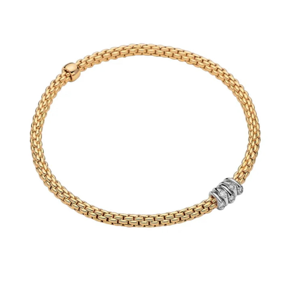 Fope 18k Gold Prima Flex'it Diamond-Embedded Bracelet, a Luxurious Jewelry Piece