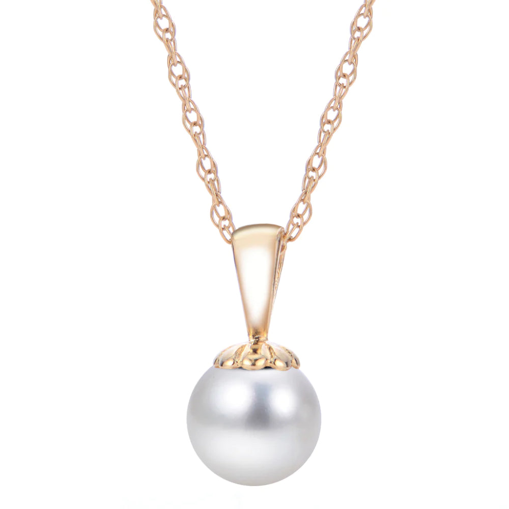 Exquisite 14k Solid Yellow Gold Freshwater Cultured Pearl Pendant for Jewelry Lovers