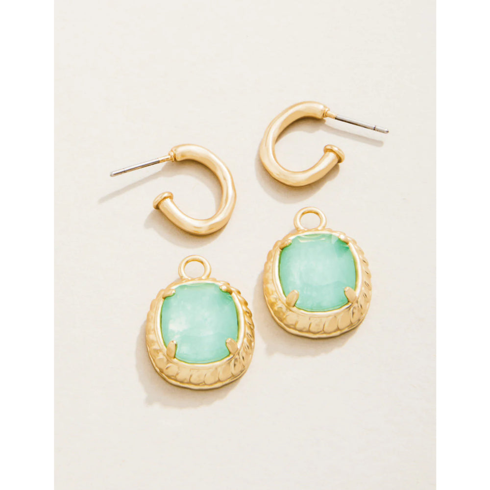 Stylish Spartina Karina Oval Drop Hoop Earrings in Sea Foam Shade