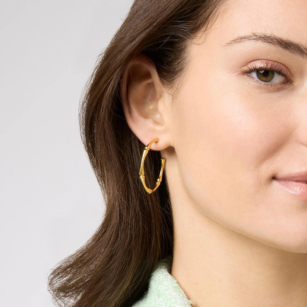Julie Vos Stylish Golden Bamboo-Inspired Hoop Earrings