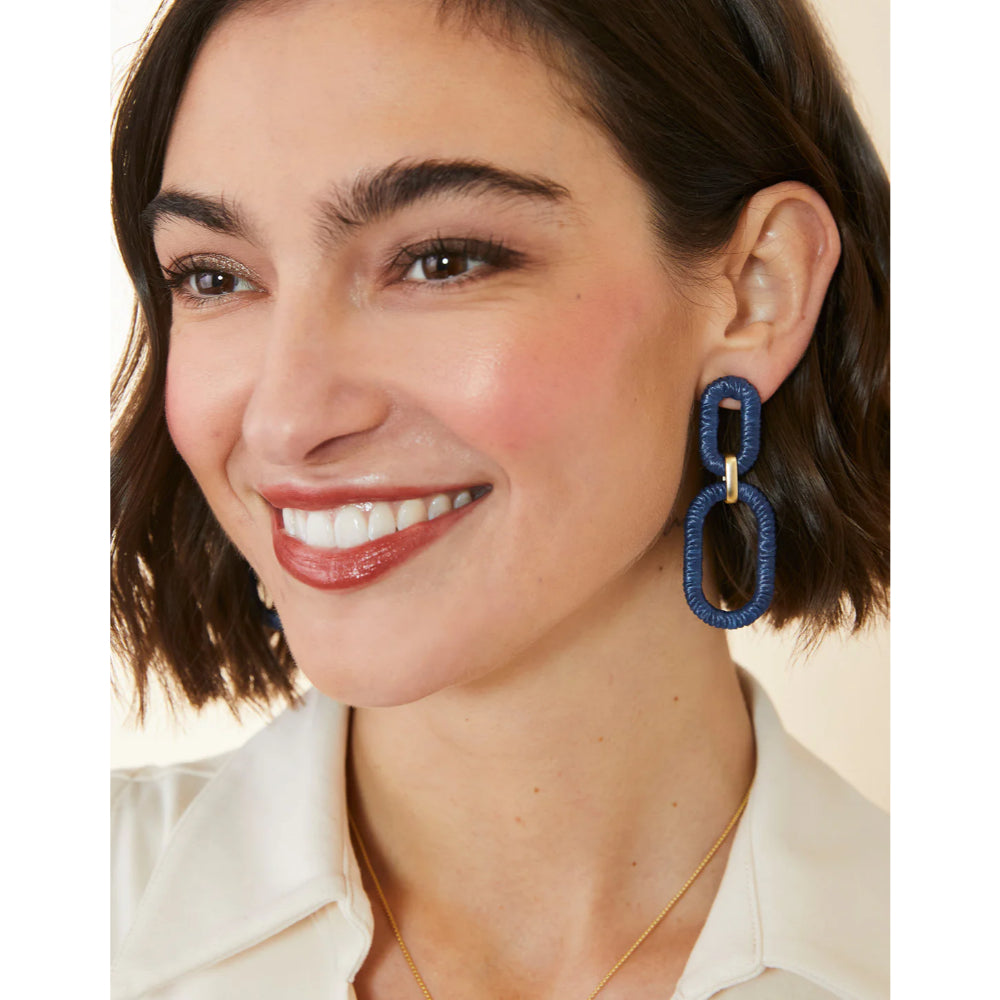 18kt Matte Gold Plated Spartina Lightweight Straw Oval Link Earrings