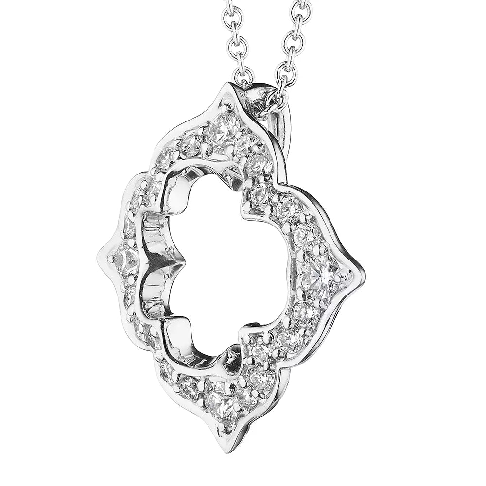 Verragio Exquisite 18k Gold Victorian Open Diamond Pendant Necklace