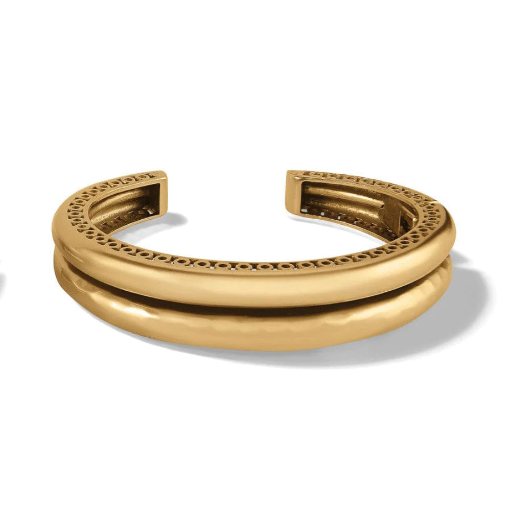 Stunning Gold Plated Hand - Hammered Double Hinged Brighton Inner Circle Bangle