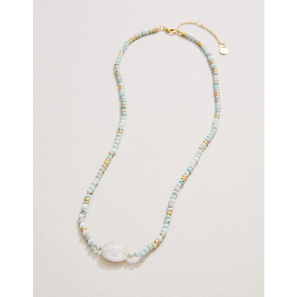 Stylish Spartina Harmony 17 Beaded Necklace in Light Turquoise and Pearl Design for Fashion Lovers
