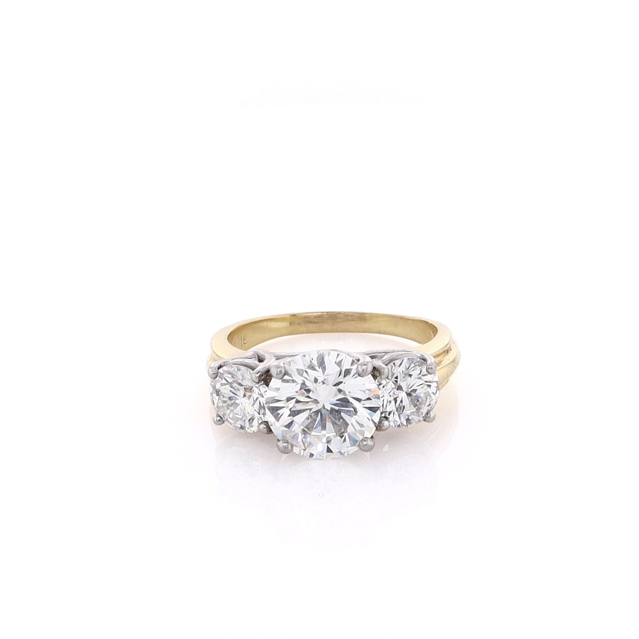 Exquisite Estate Lazare 18 Karat Yellow Gold and Platinum Trellis-Style Diamond Engagement Ring for Women