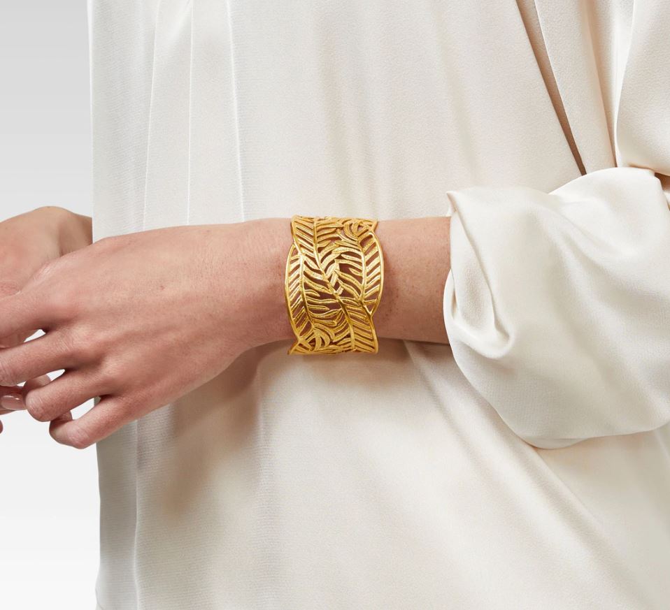 Julie Vos Gold-plated Fern Design Adjustable Cuff Bracelet