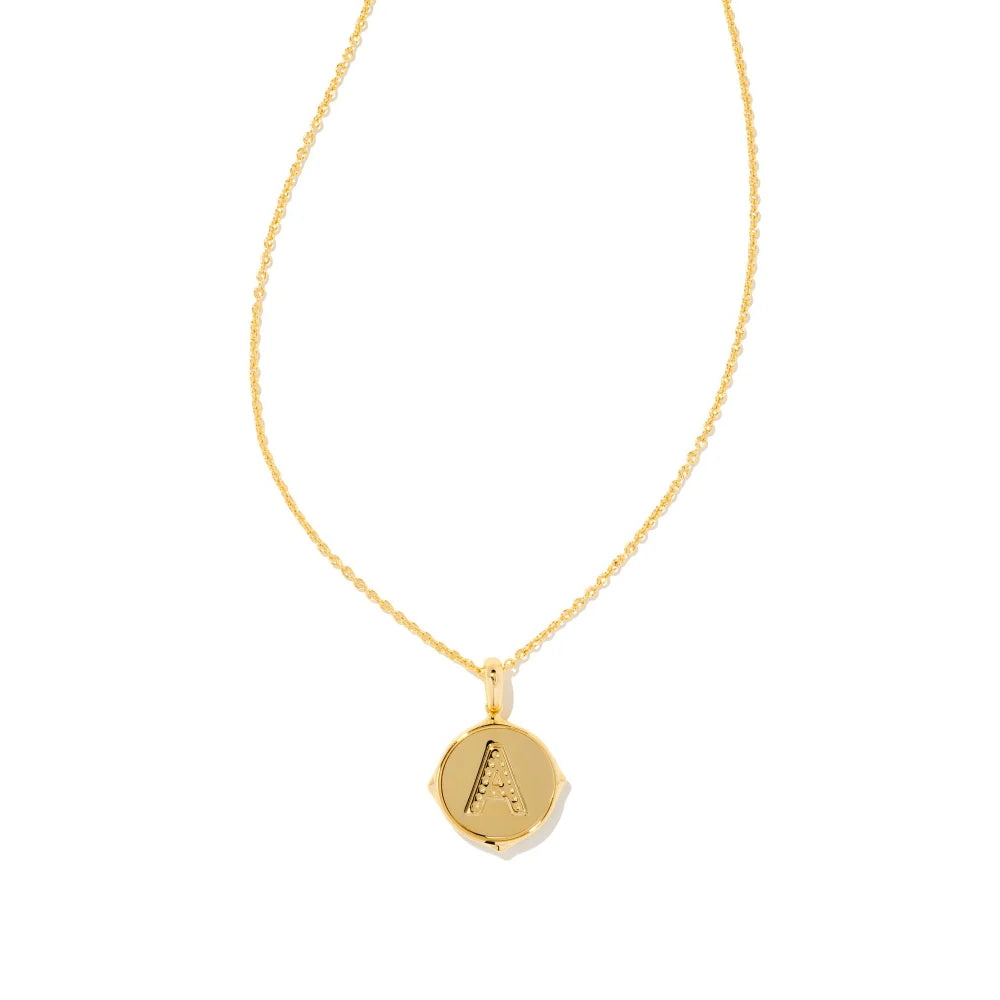 Kendra Scott Letter Gold Disc Reversible Pendant Necklace Crafted with Iridescent Abalone - A Stunning Jewelry Piece for Personalized Style