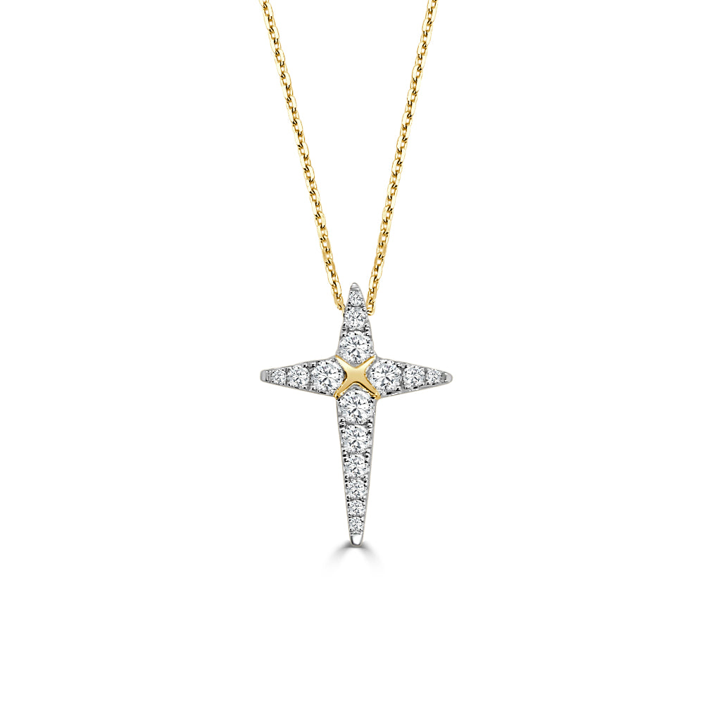 14k White Gold Diamond-Encrusted Cross Pendant Necklace for All Occasions