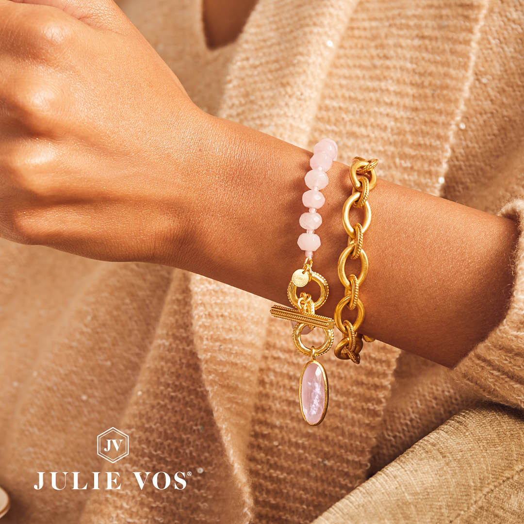 Julie Vos Faceted Pink Quartz Breast Cancer Awareness Bracelet