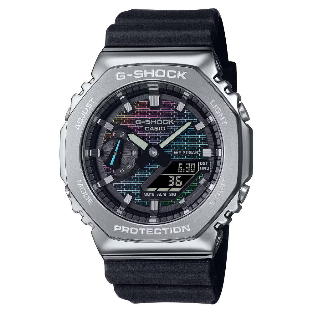 G-Shock G-Steel 2100 Series Digital/Analog Watch with Rainbow Dial GM2100RW-1A