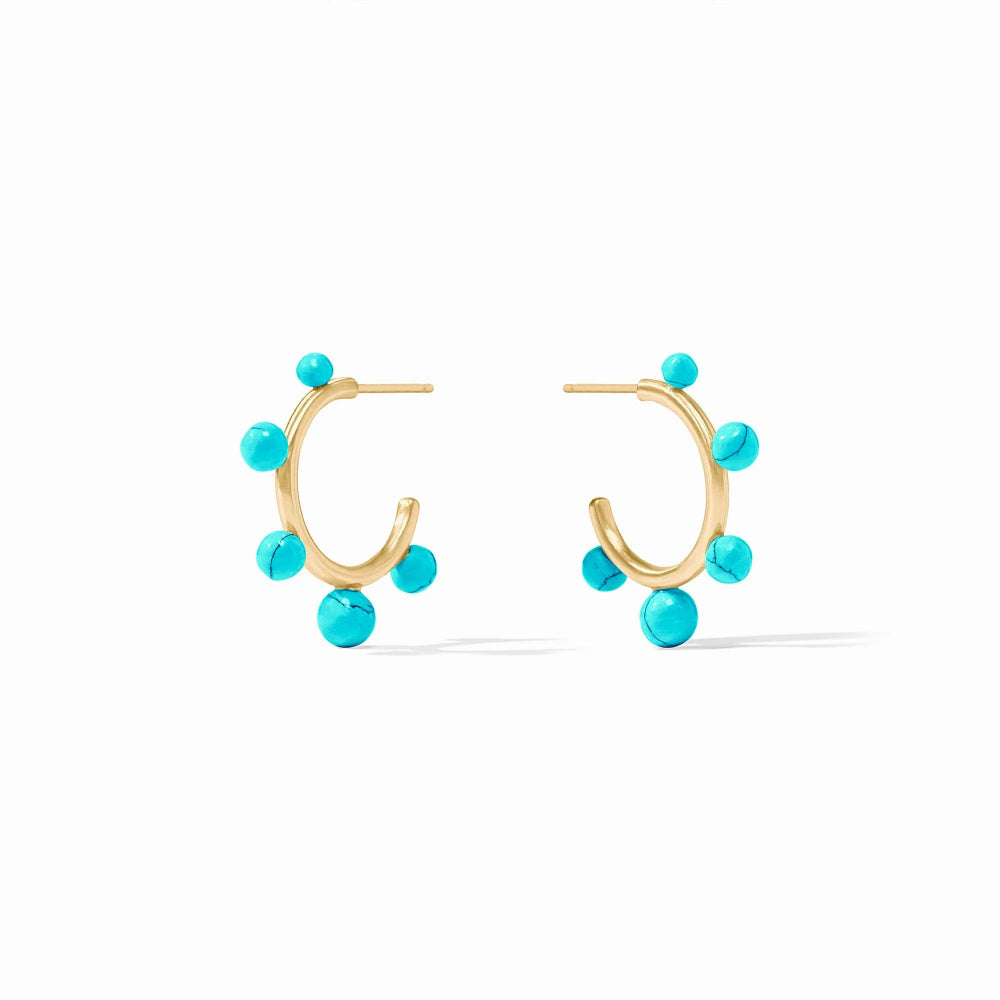 Julie Vos Dainty Hydra Stone Gold Hoop Earrings in Different Sizes