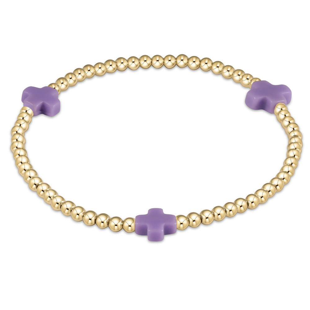 enewton 6.5 Signature Purple Cross Gold Pattern 3mm Beaded Bracelet