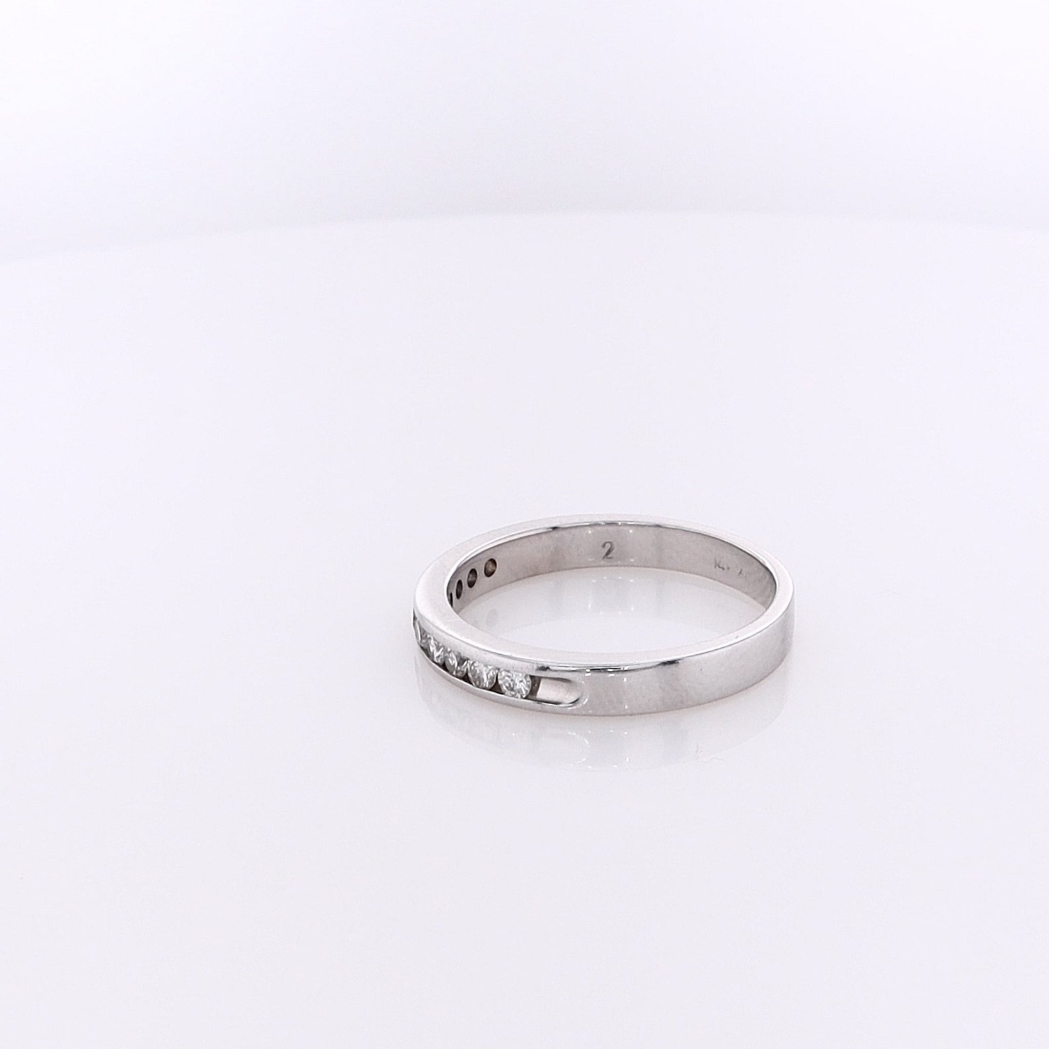 14 Karat White Gold Diamond Channel Set Wedding Band Size 6.25