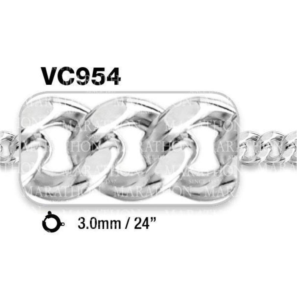 24-Inch Stainless Steel Durable Curb Chain with Spring Ring Clasp