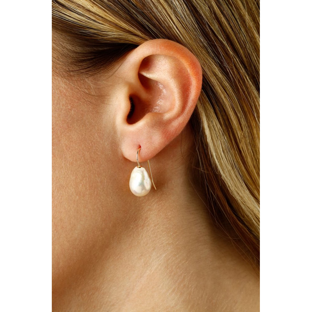 Exquisite 14k Yellow Gold Baroque Pearl Drop Earrings for Elegant Looks