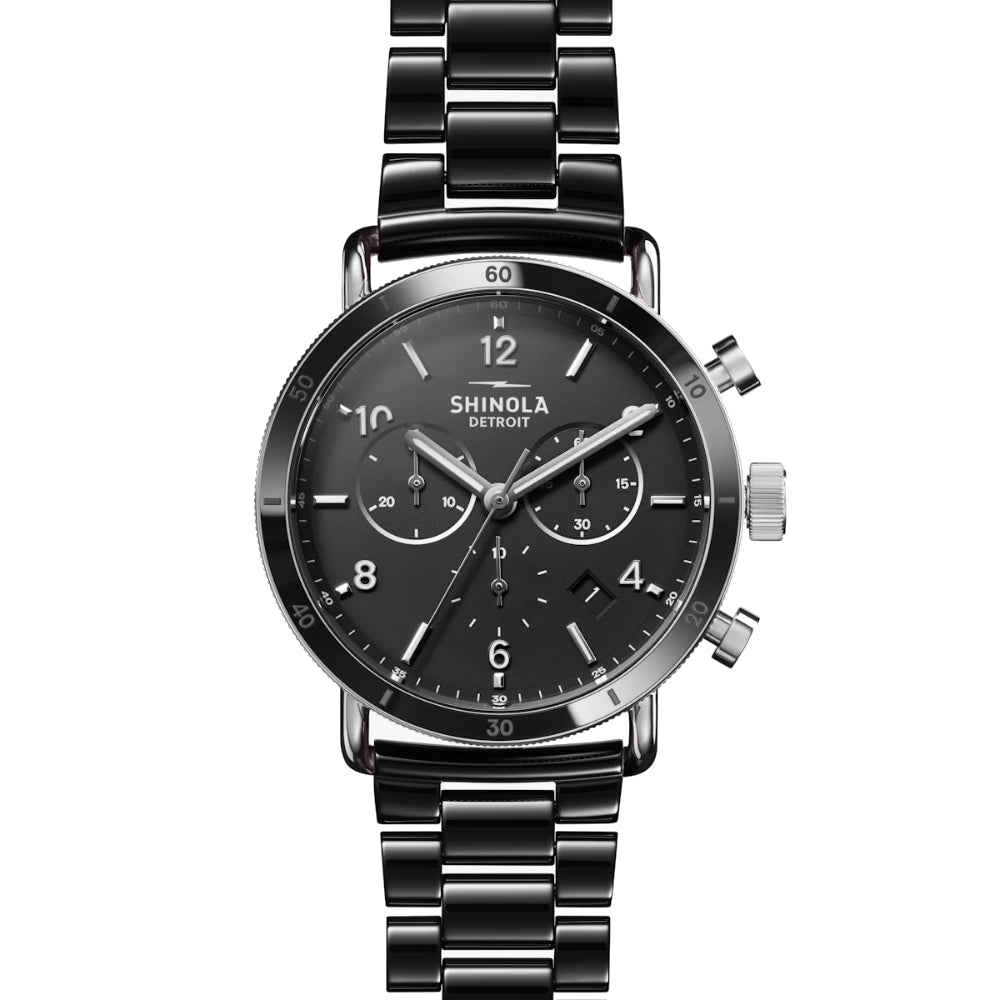 Shinola Canfield Sport 40mm Black Dial Stainless Steel Watch
