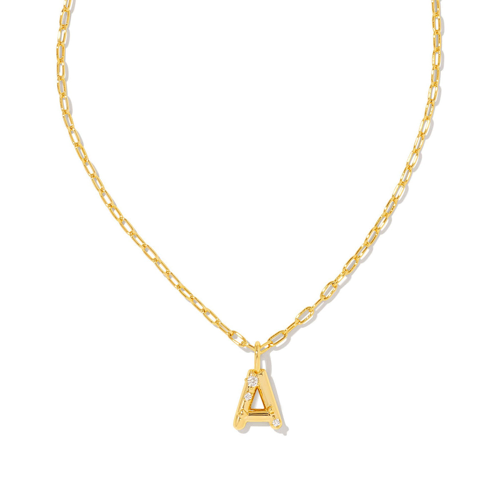 Kendra Scott White Crystal Short Gold Letter Pendant Necklace for Personalized Style