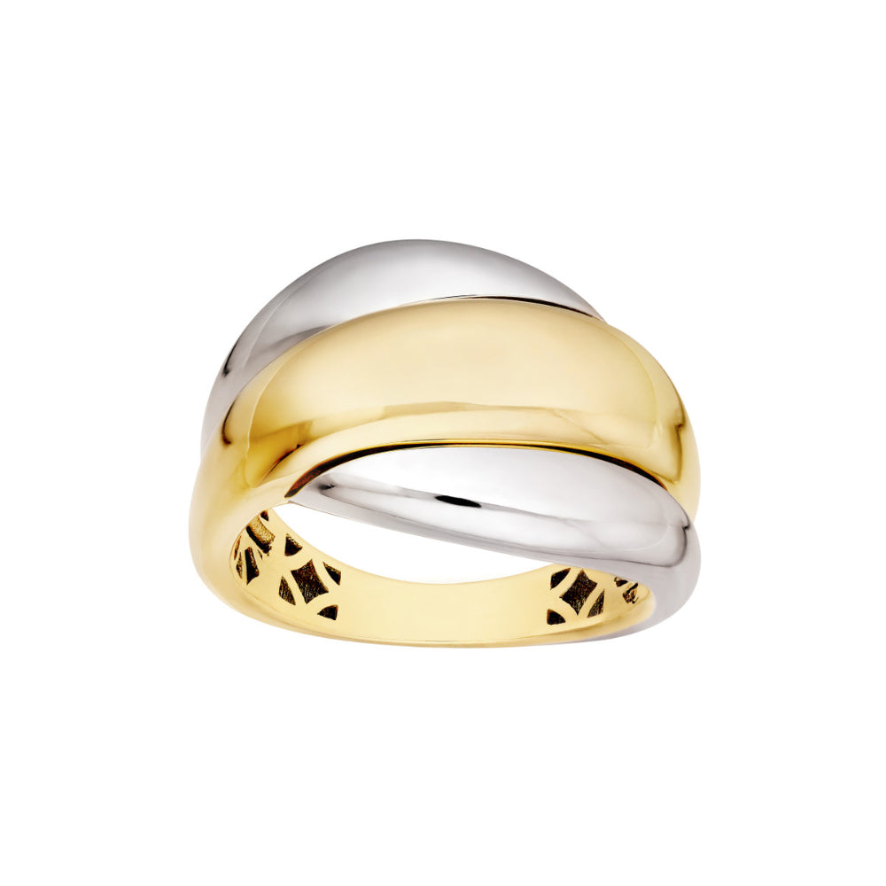 14k Gold Two - Tone Polished Retro Triple - Row Rolling Twist Ring