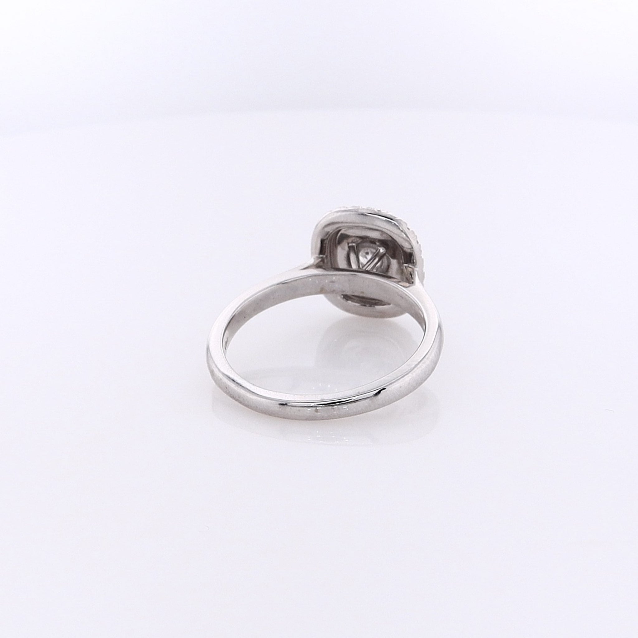 Stunning 14K White Gold Diamond Engagement Ring with Double Cushion Halo