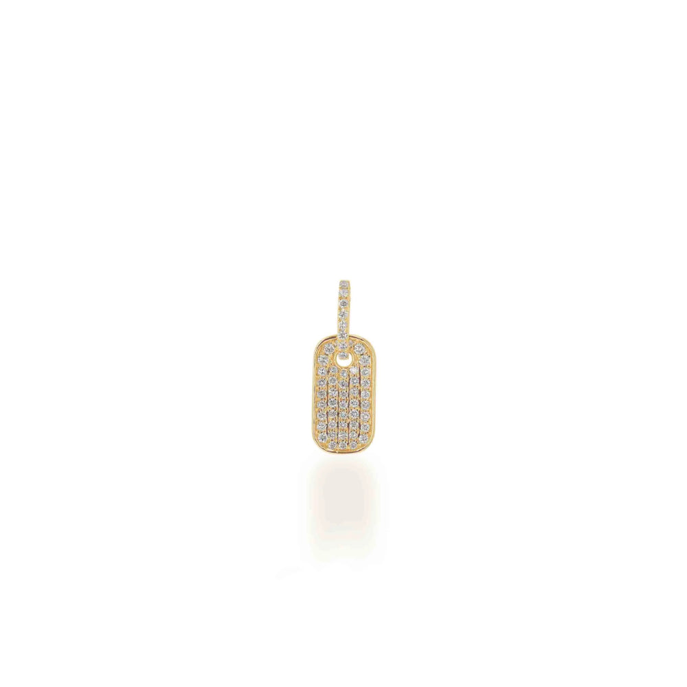 14k Gold Mini Diamond Canine Tag Charm by Rachel Reid