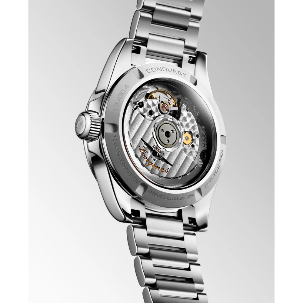 Longines Conquest 34mm Automatic Diamond-Embedded Luxury Wristwatch