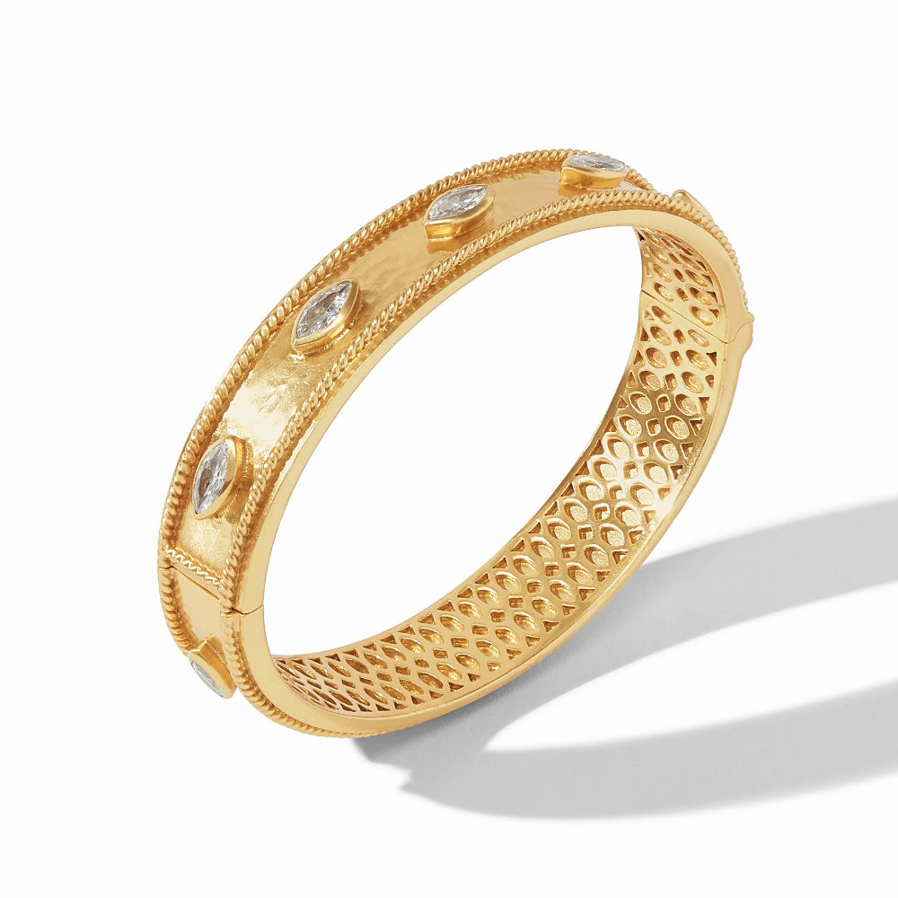 Julie Vos Shimmering Monaco Cubic Zirconia Hinged Gold Bangle
