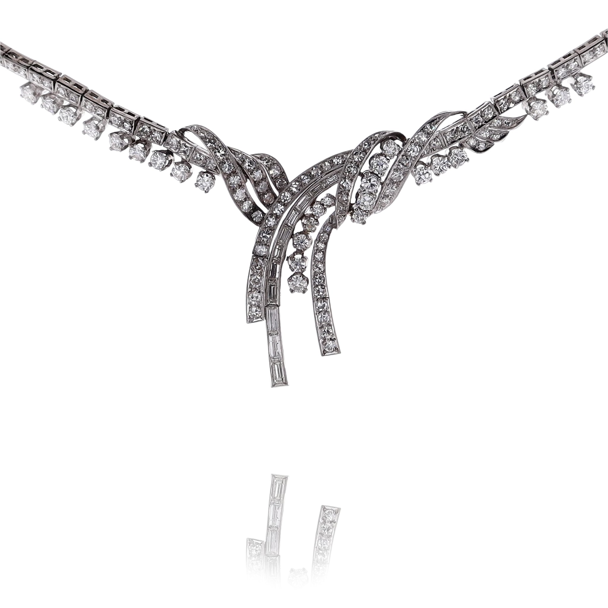 Luxury Estate Platinum Waterfall-Style Diamond Necklace for Elegant Wear