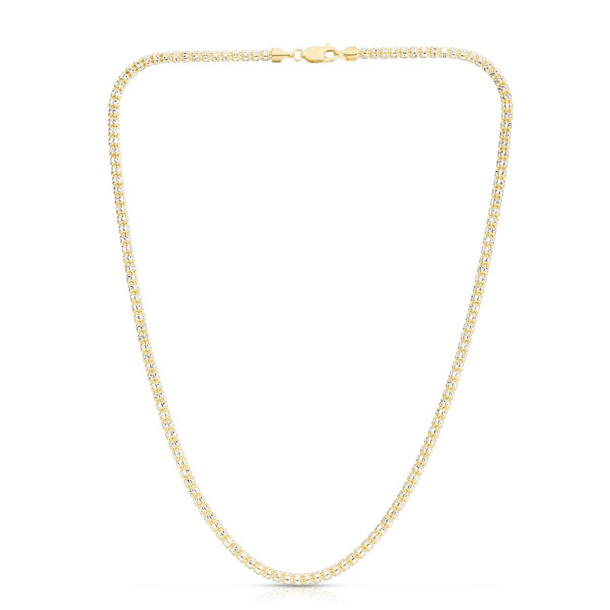 14k Two - Tone Diamond - Cut 18 - Inch Fancy Ice Chain Necklace