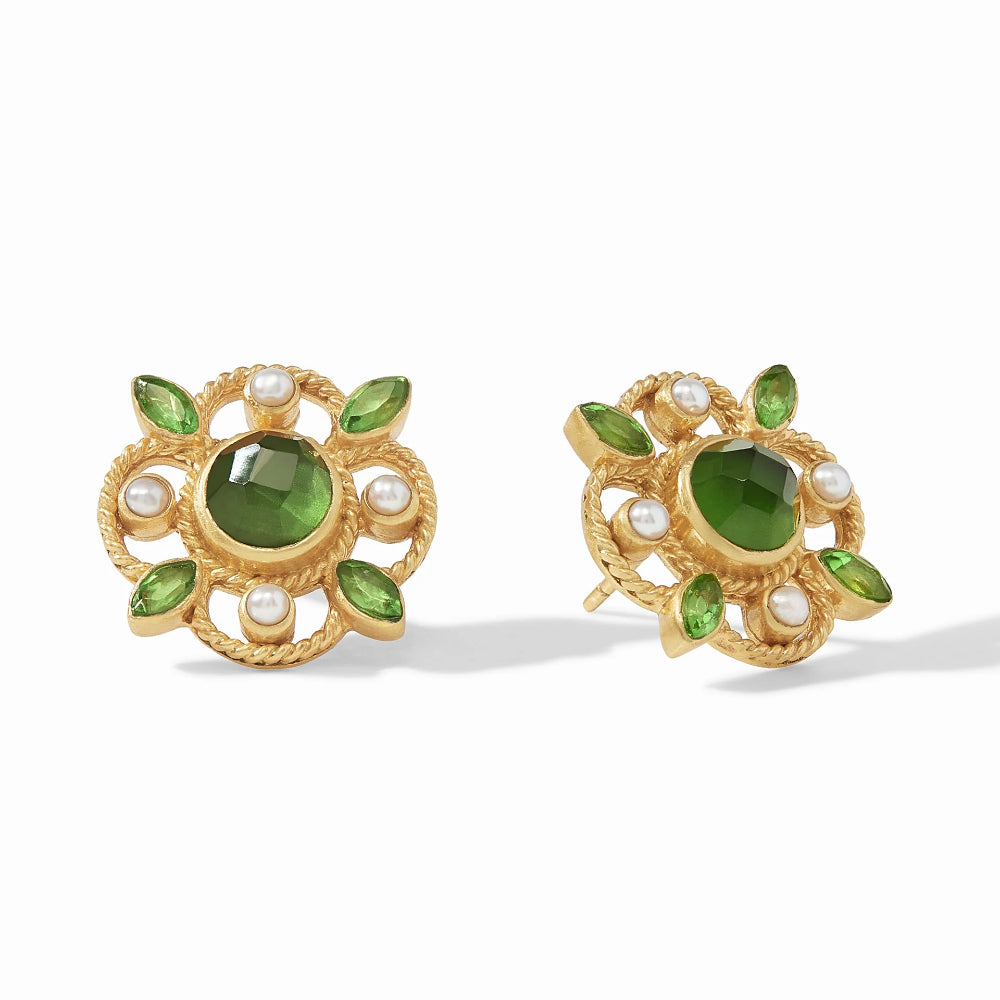 Julie Vos Iridescent Monaco Stud Earrings with Gemstones and Pearls