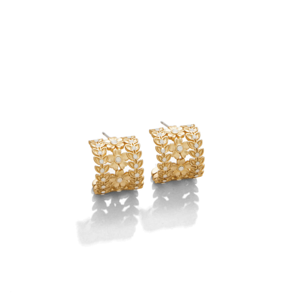 Stunning White Opal Spartina Parkwood Hoop Earrings