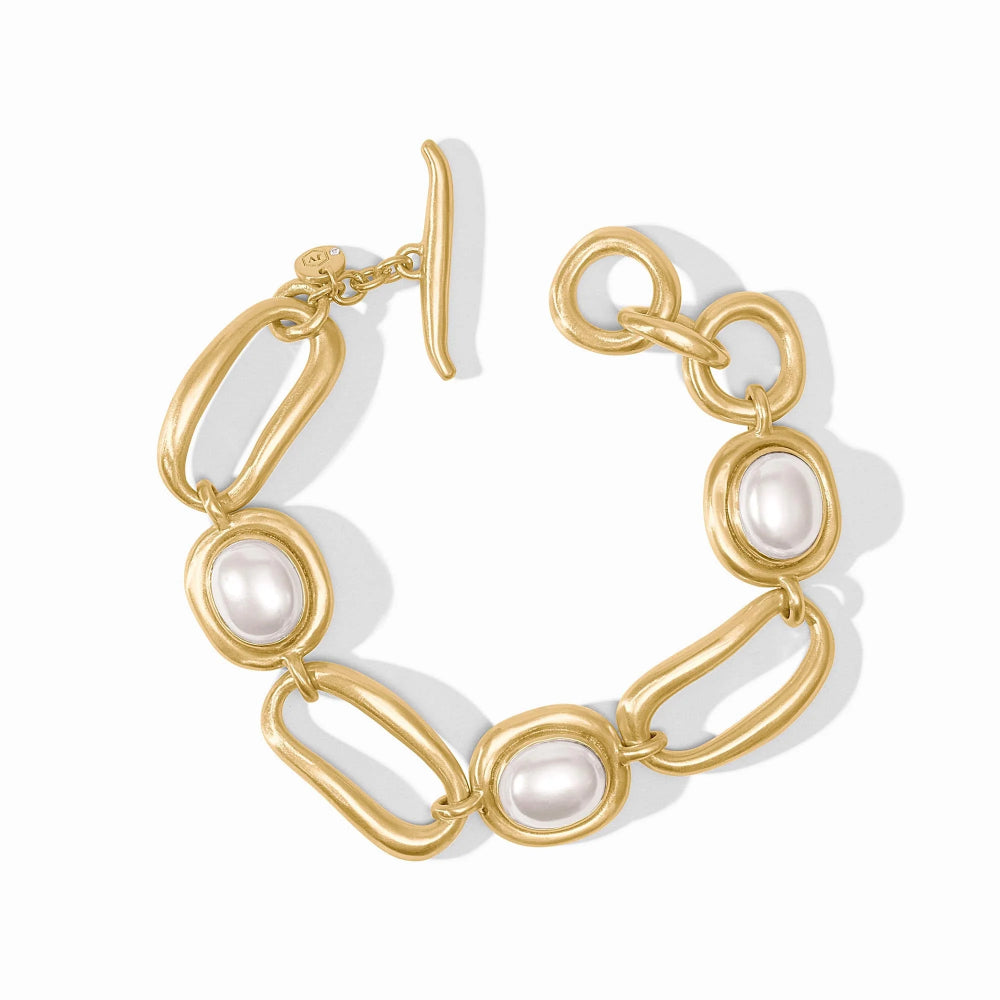 Julie Vos Iridescent Wave Stone Adjustable Bracelet with 24K Gold Plate