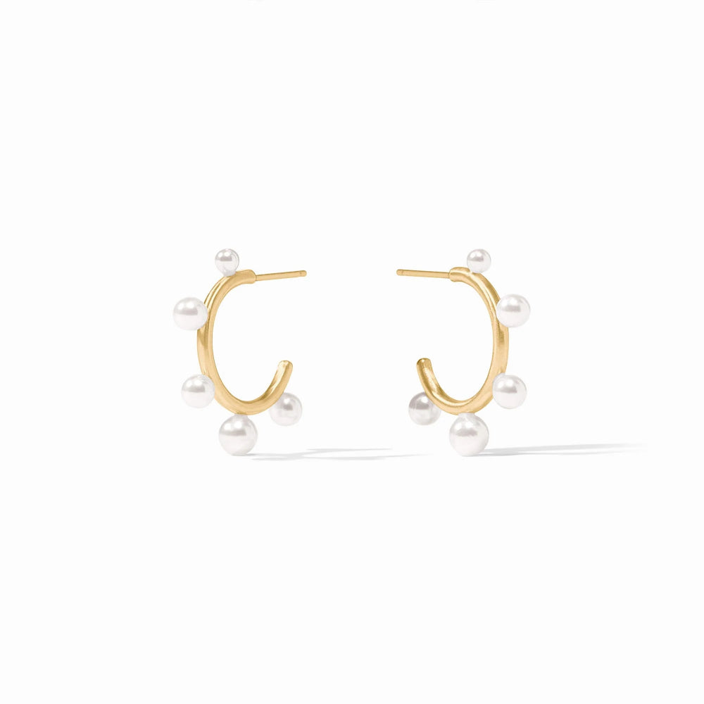 Julie Vos Dainty Hydra Stone Gold Hoop Earrings in Different Sizes