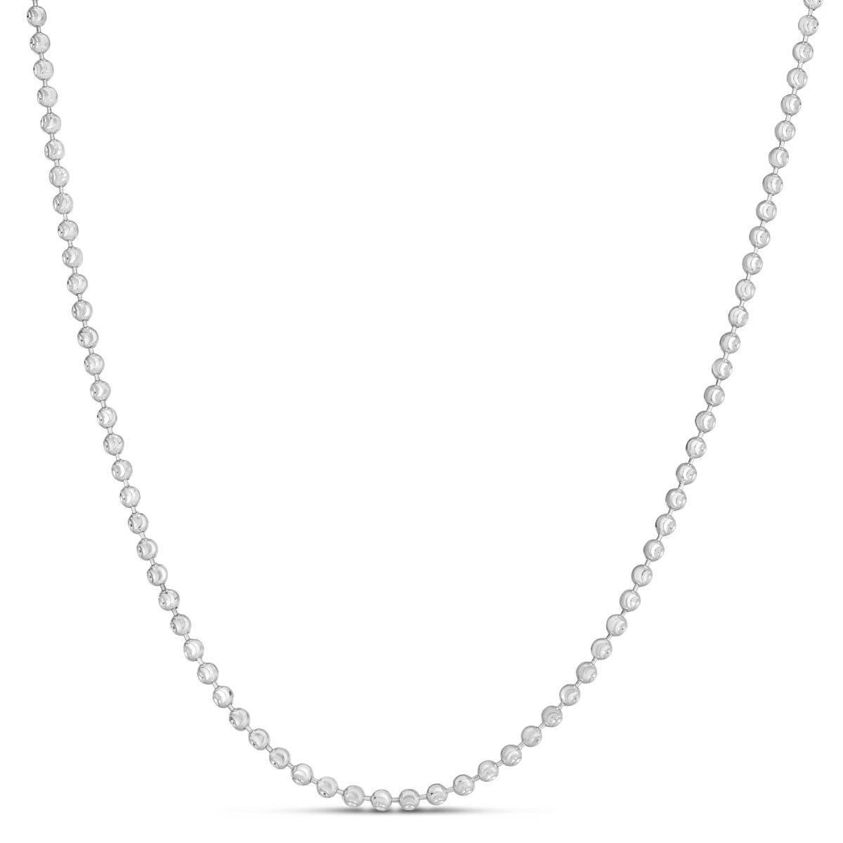 Exquisite 14k White Gold Beaded Moon Design Chain Necklace for Women with 18-Inch Length