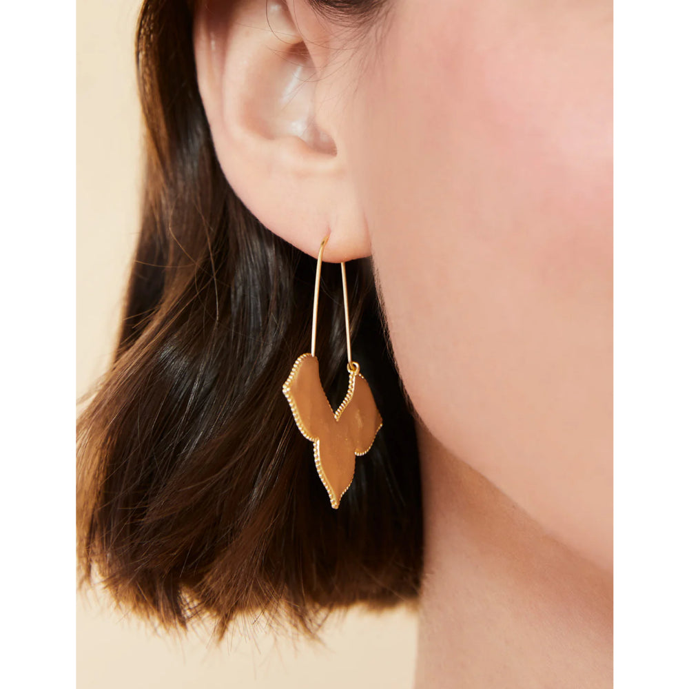 18kt Matte Gold Plated Spartina Richmond Hill Golden Petal Wire Hoop Earrings