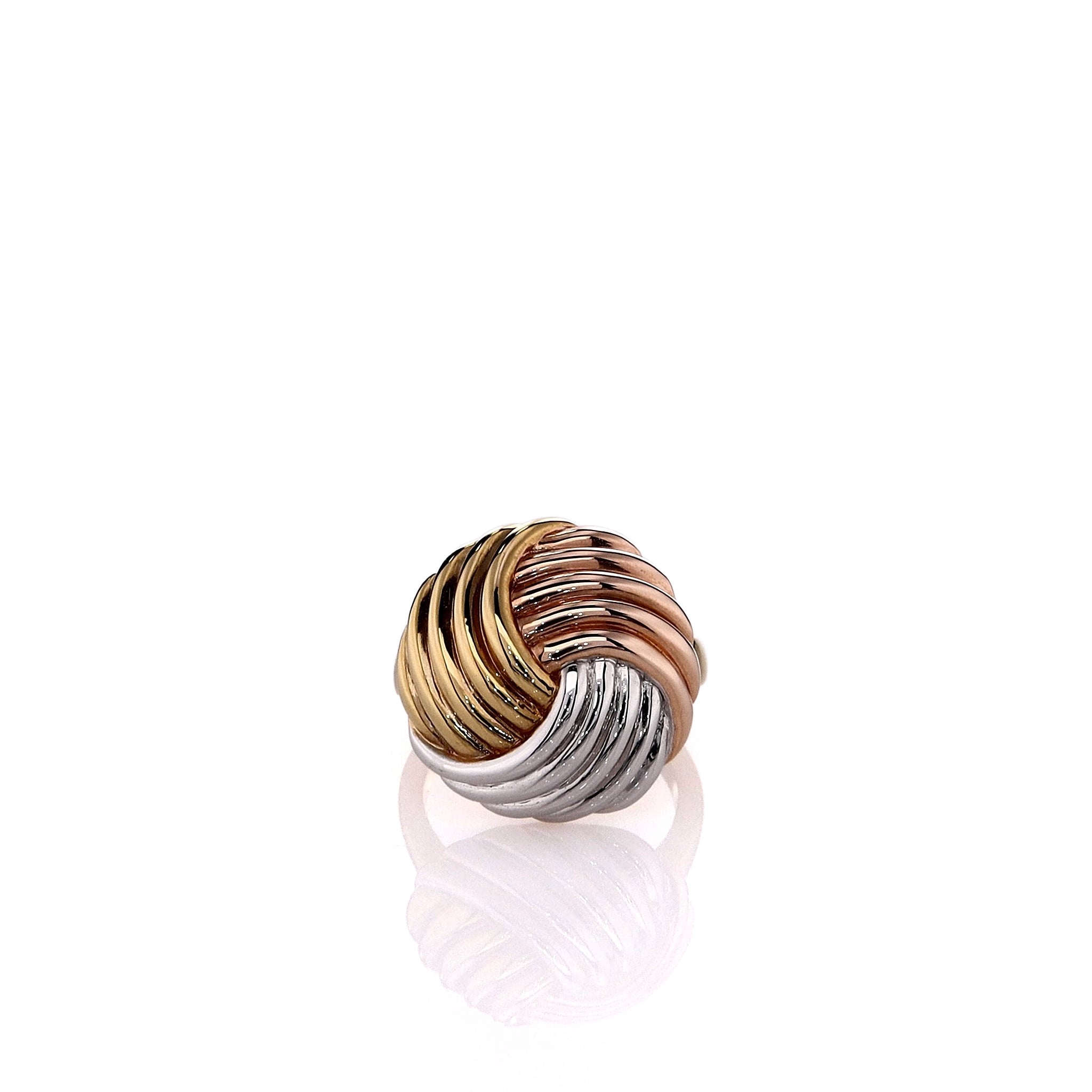 14k Estate Tri - Tone Ribbed Disc - Designed Engagement Ring for Women