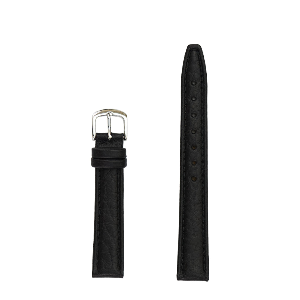 Black Ladies' Padded Genuine Shrunken Grain Leather Watch Band