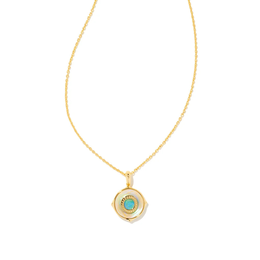 Kendra Scott Letter Gold Disc Reversible Pendant Necklace Crafted with Iridescent Abalone - A Stunning Jewelry Piece for Personalized Style