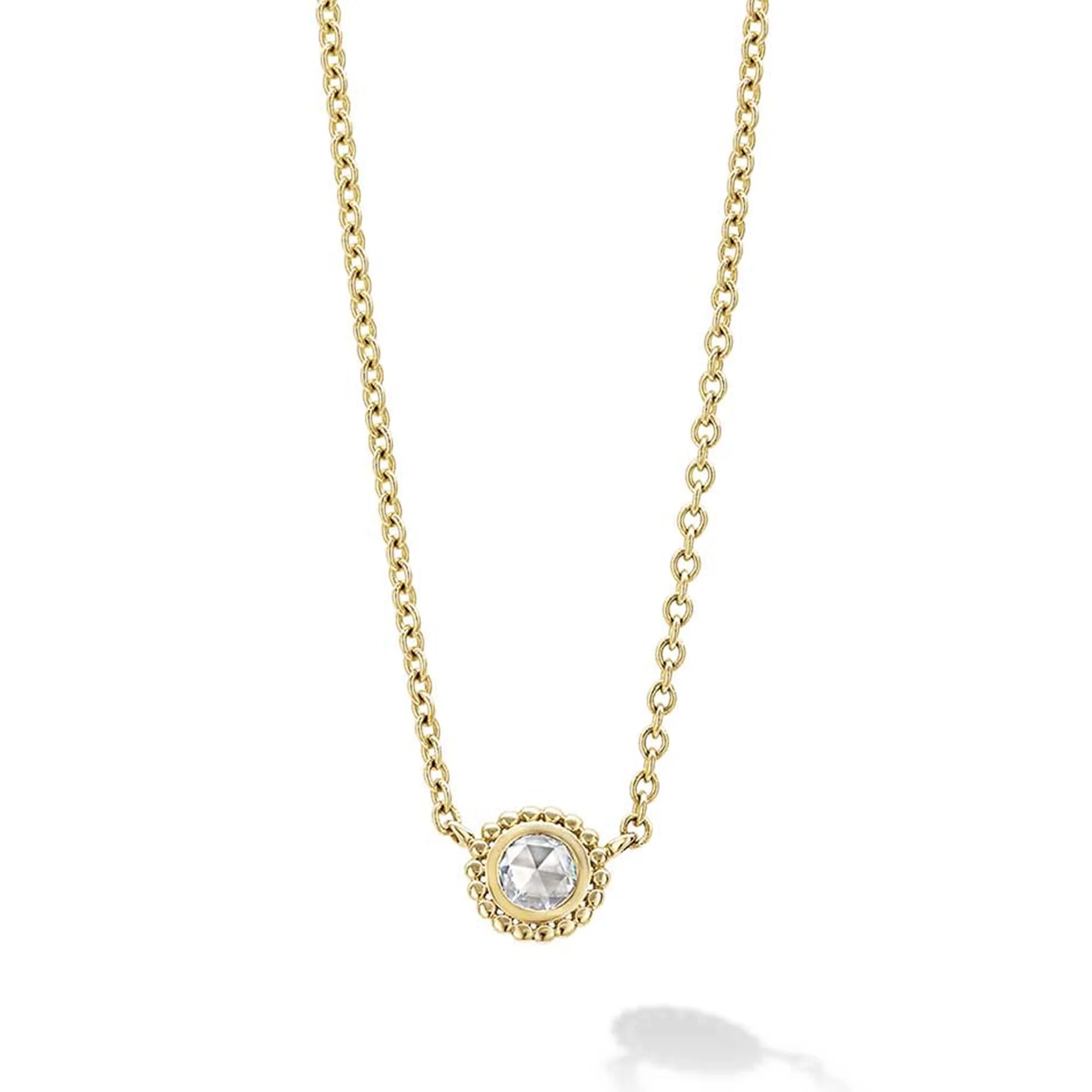 18Y Coveted 4MM Rose - Cut Diamond Pendant for Neck, 16/18 Adjustable