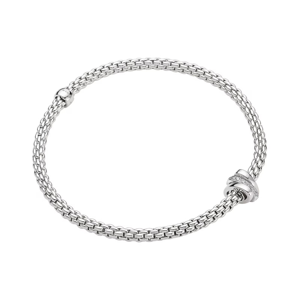 Fope Prima Collection 18k Gold Flex'it Diamond-Embellished Bracelet for Fashionable Accessorizing
