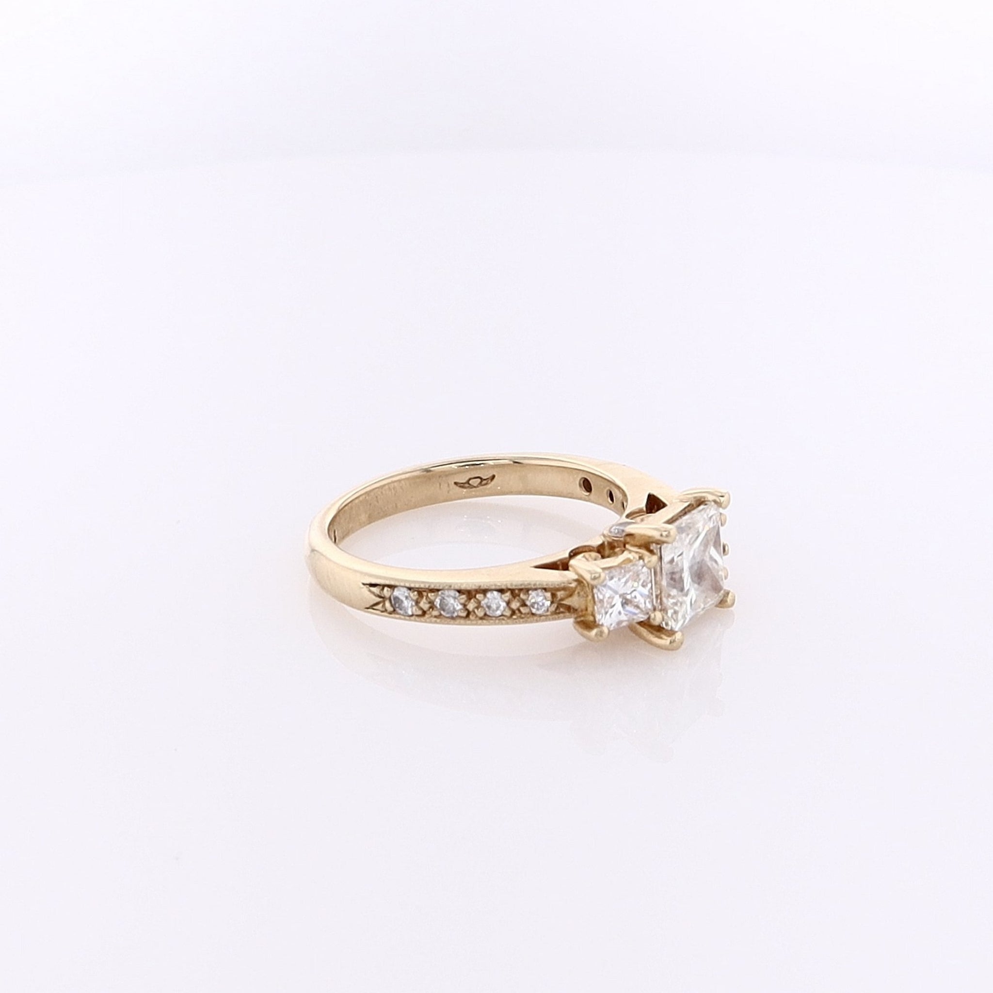GIA Certified 14K Yellow Gold 3-Stone Diamond Engagement Ring Size 5.5