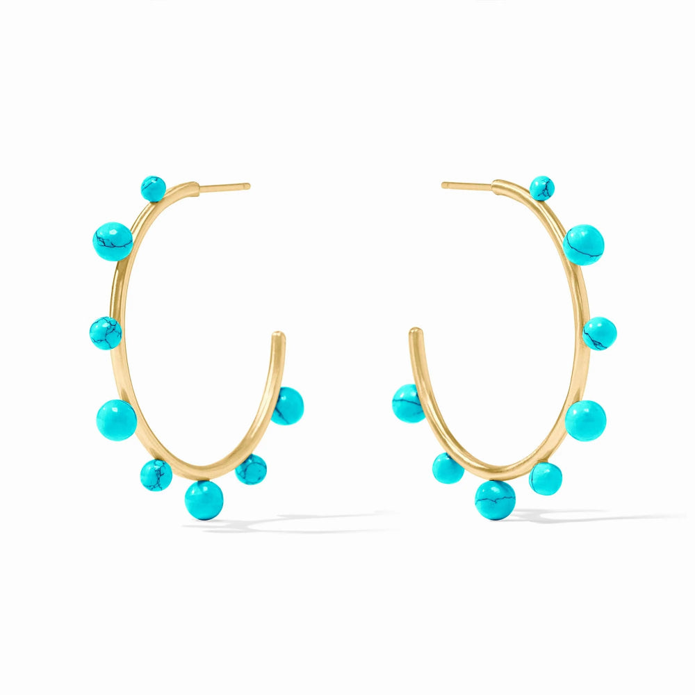 Julie Vos Dainty Hydra Stone Gold Hoop Earrings in Different Sizes