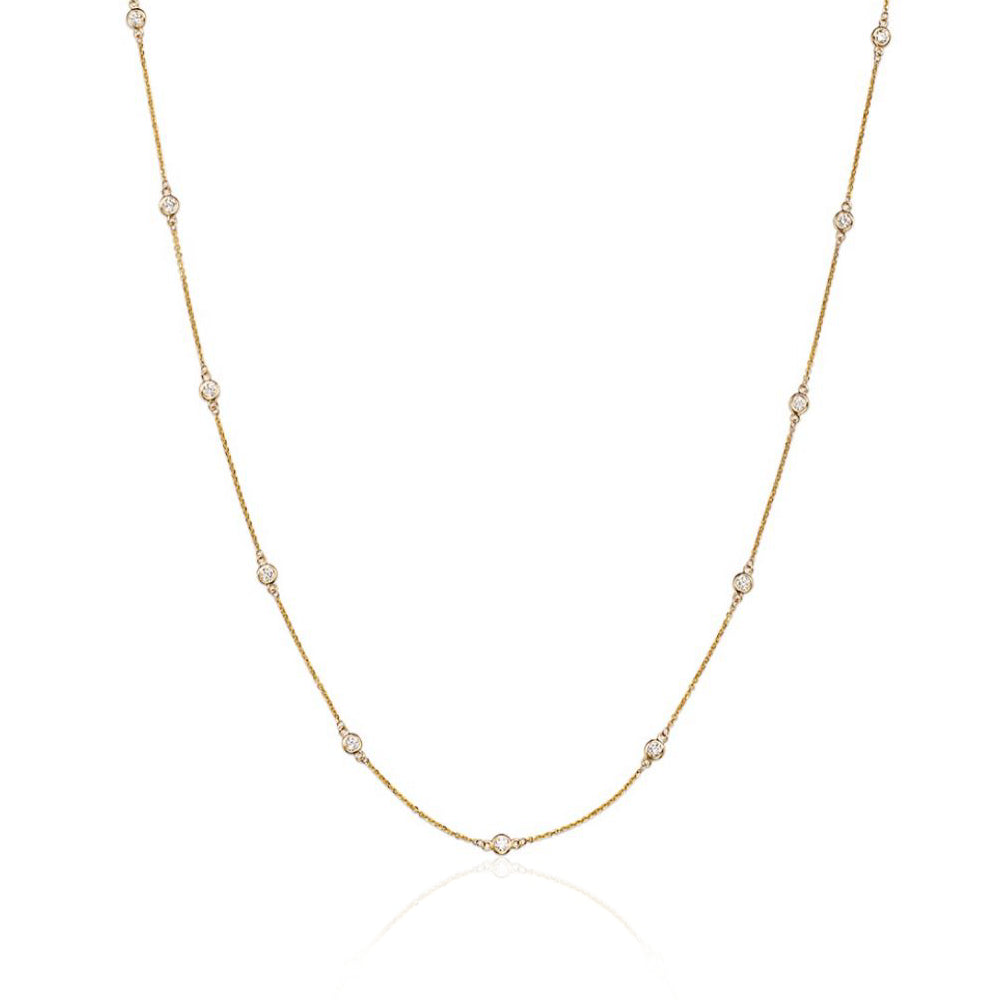 Smyth Diamond Classics 14k Gold Adjustable Diamond Necklace with Round Brilliant Cuts