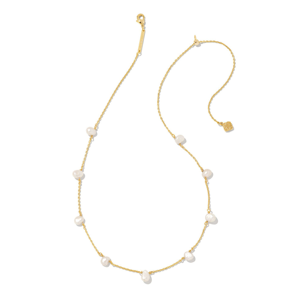 Kendra Scott White Pearl Leighton Gold Strand Necklace for Daily Wear