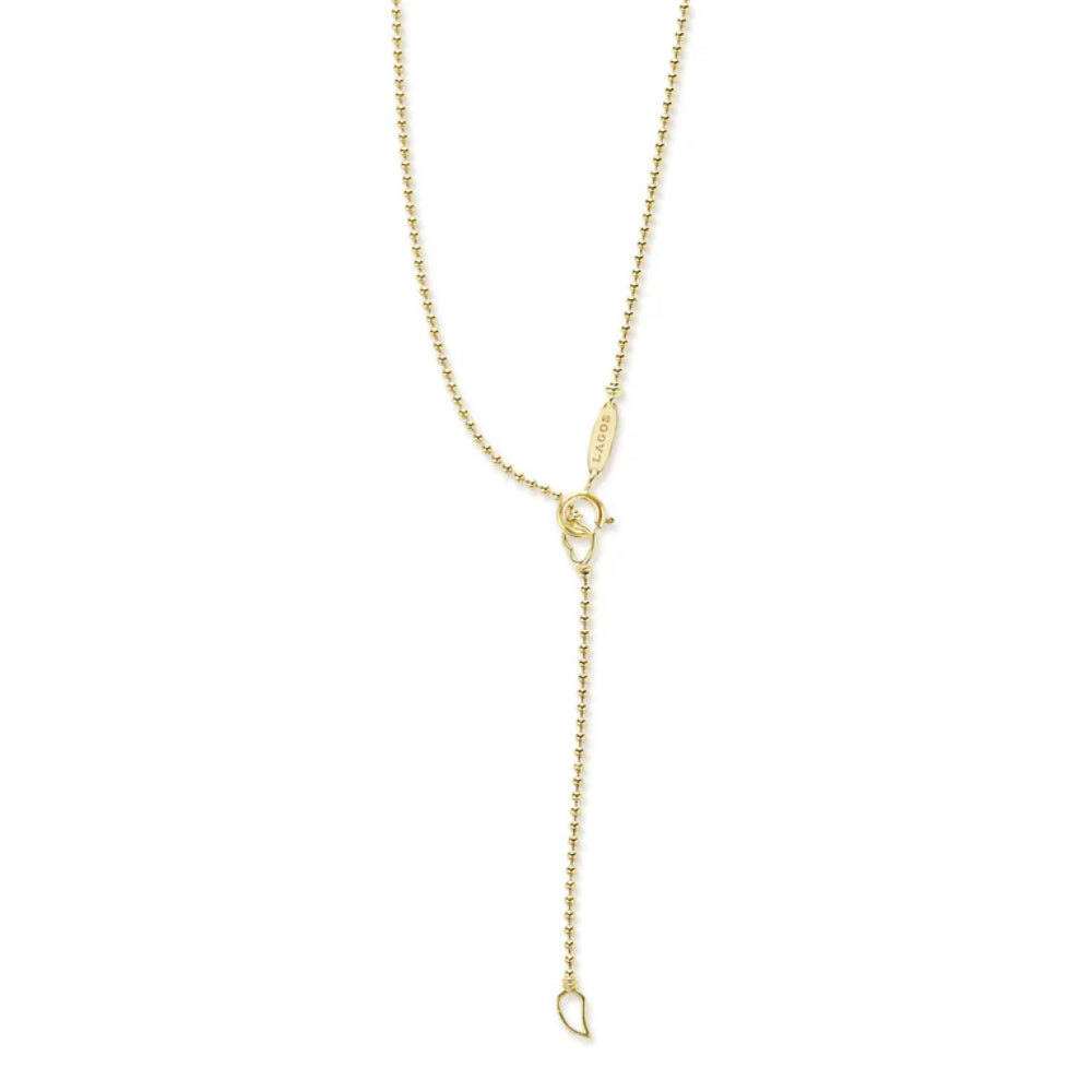 18k Gold Lagos Meridian Black Ceramic Circular Pendant Necklace