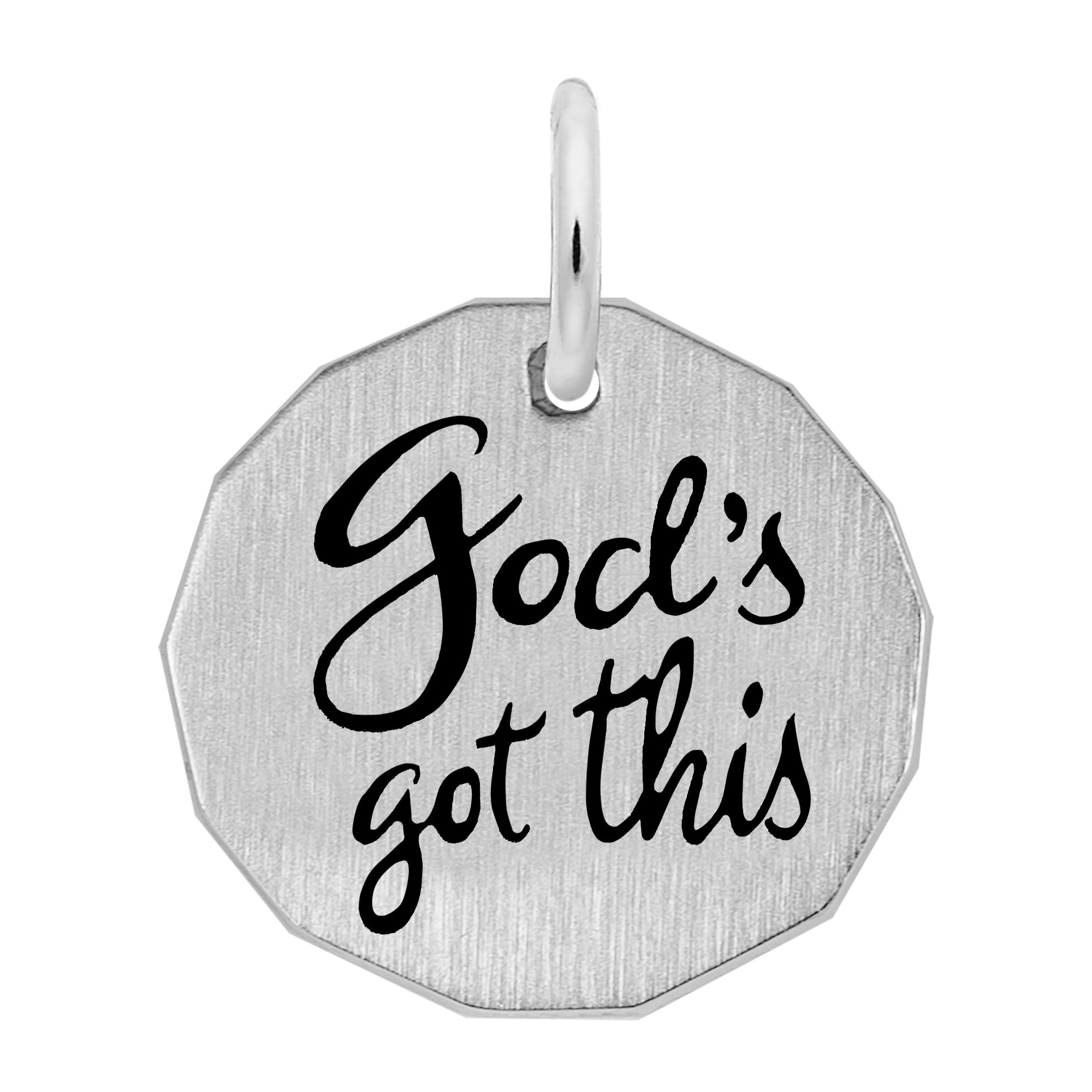 14K White Gold Religious 'God's Got This' Charm for Special Occasions